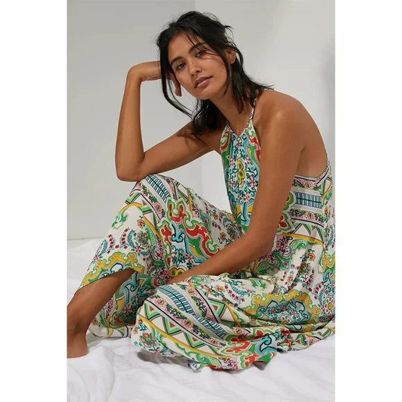 Anthropologie Ella Halter Maxi Dress Tunic Sleeveless Handkerchief Hem XS Small - Picture 1 of 9